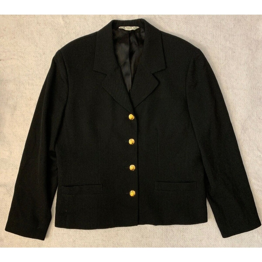 Austin Reed Womens Blazer Sz 14 Black 100% Wool